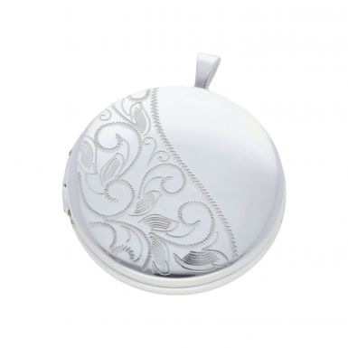 New Sterling Silver Round Patterned Locket
