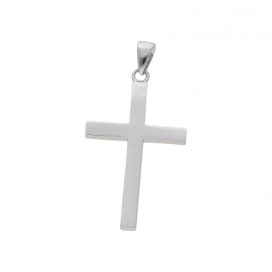New Sterling Silver Large Plain Cross Pendant