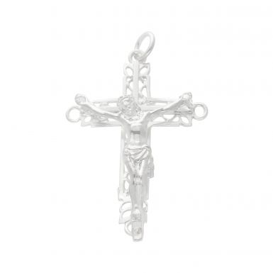 New Sterling Silver Open Large Crucifix Pendant