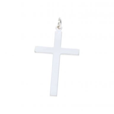New Sterling Silver Large Solid Plain Cross Pendant