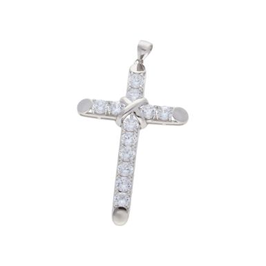 New Sterling Silver Cubic Zirconia Large Cross Pendant
