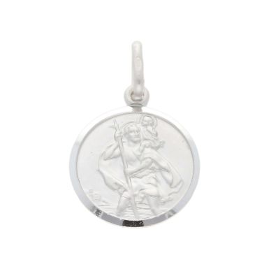 New Sterling Silver Round St Christopher Pendant