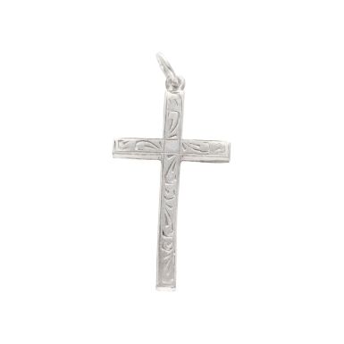 New Sterling Silver Patterned Cross Pendant