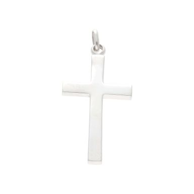New Sterling Silver Large Solid Polished Cross Pendant