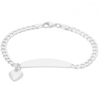 New Sterling Silver 6" Childs Identity Bracelet with Heart