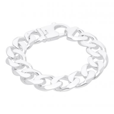 New Sterling Silver 9.5 Inch Heavy Solid Curb Bracelet 3.8oz