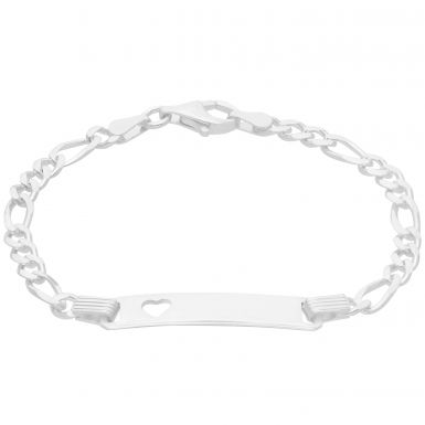 New Sterling Silver Childs Cut-Out Heart Identity Bracelet