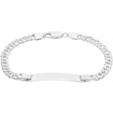 New Sterling Silver Ladies Identity Double Curb Link Bracelet