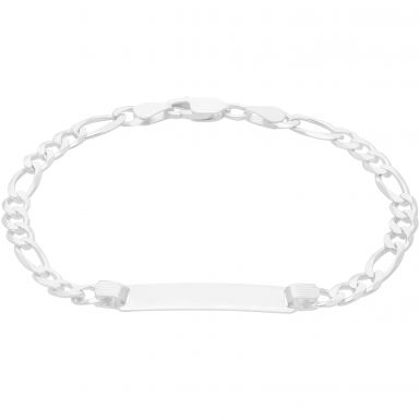 New Sterling Silver 7.5" Identity Patterned Figaro Link Bracelet