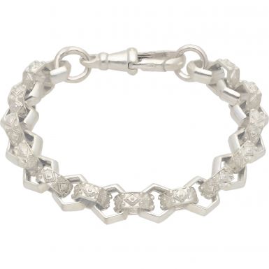 New Sterling Silver 6.5" Hexagon Belcher Childs Bracelet
