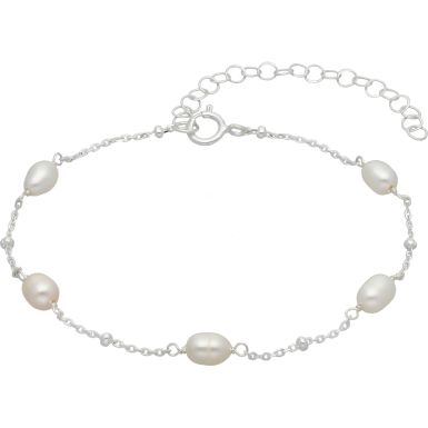 New Sterling Silver Freshwater Cultured Pearl Ladies Bracelet