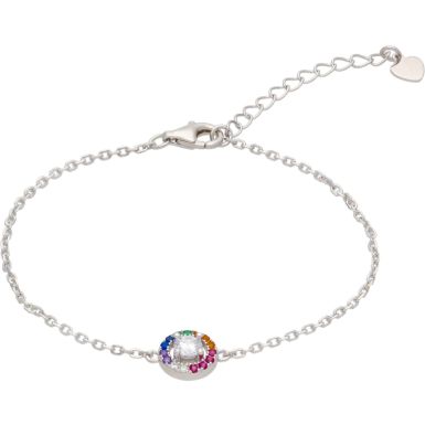 New Sterling Silver Gemstone Rainbow Adjustable Bracelet