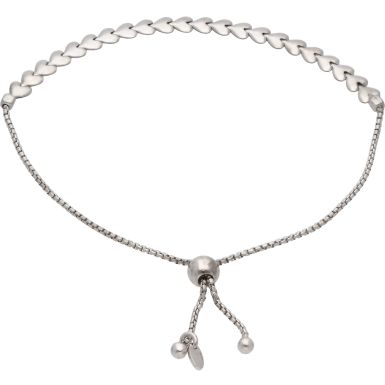 New Sterling Silver Hearts Slider Clasp Bracelet