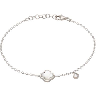 New Sterling Silver Mother Of Pearl Petal 6.5-7.5" Bracelet