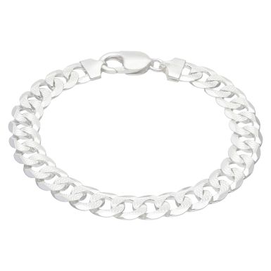 New Sterling Silver 8.5" Solid Patterned Curb Link Bracelet