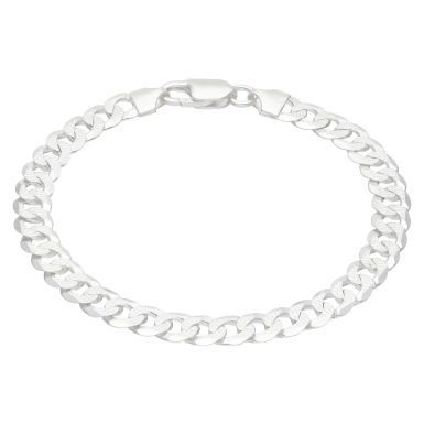 New Sterling Silver 8.5" Patterned Curb Link Bracelet