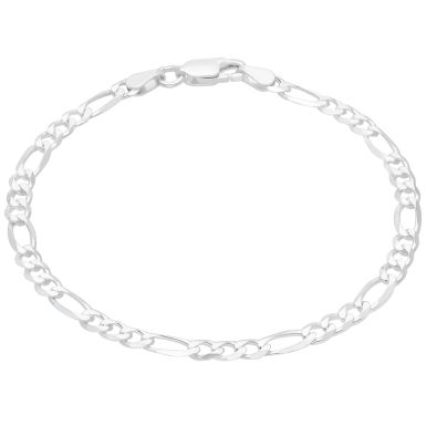 New Sterling Silver 7.5" Ladies Figaro Link Bracelet