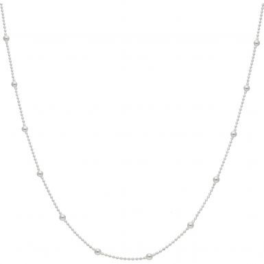 New Sterling Silver Bobble Bead Station 20 Inch Necklace