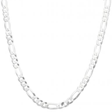 New Sterling Silver 20 Inch Diamond-Cut Figaro Necklace 29.6g