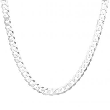 New Sterling Silver 26" Bevelled Flat Curb Chain Necklace 1.8oz
