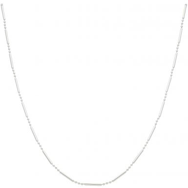 New Sterling Silver Long Bead & Ball 18" Chain Necklace