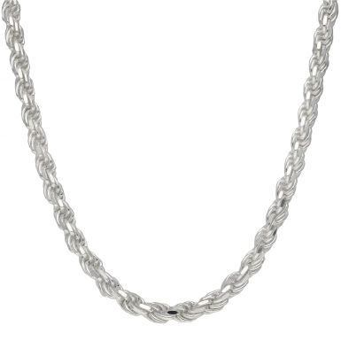 New Sterling Silver 26" Diamond-Cut Solid Rope Chain Necklace