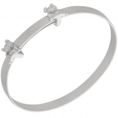 New Sterling Silver Childs Teddy Bear Expanding Bangle