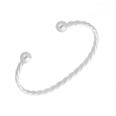 New Sterling Silver Ladies Solid Twisted Torque Bangle