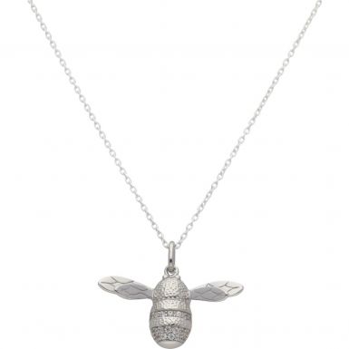 New Silver 18 Inch Cubic Zirconia Manchester Bee Necklace