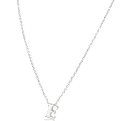 New Sterling Silver Initial E Pendant Adjustable Chain Necklace