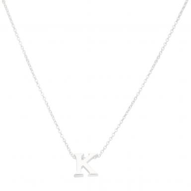 New Sterling Silver Initial K Pendant Adjustable Chain Necklace