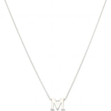 New Sterling Silver Initial M Pendant Adjustable Chain Necklace