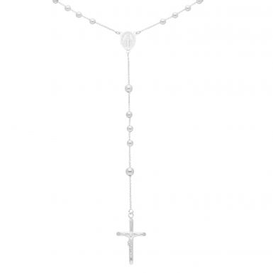New Sterling Silver 24" Rosary Bead Chain Necklace
