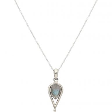 New Sterling Silver Labradorite Pendant & 18" Necklace