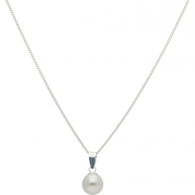 New Sterling Silver Faux Pearl & 18" Chain Necklace