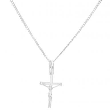 New Sterling Silver Small Crucifix & 18" Chain Necklace