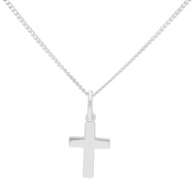 New Sterling Silver Tiny Cross & 16" Chain Necklace