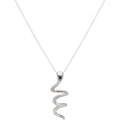 New Sterling Silver Gem Set Snake Pendant & 18" Chain Necklace