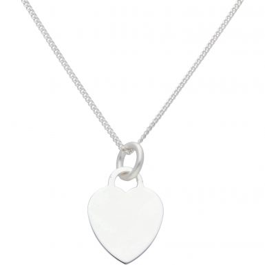 New Sterling Silver Polished Heart Pendant & 18" Chain Necklace
