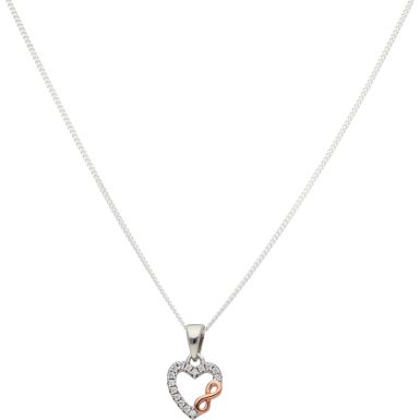 New Sterling Silver & Rose Communion Infinity Heart & 16" Chain