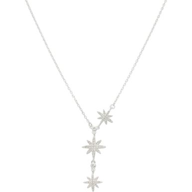 New Sterling Silver Cubic Zirconia Star Drop 18-20" Necklace