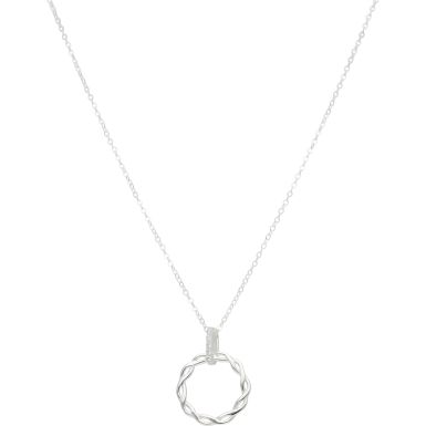 New Silver Cubic Zirconia Entwined Circle 15-17" Necklace