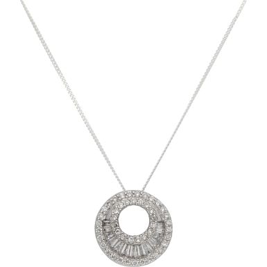 New Sterling Silver Cubic Zirconia Pendant & 18" Chain Necklace