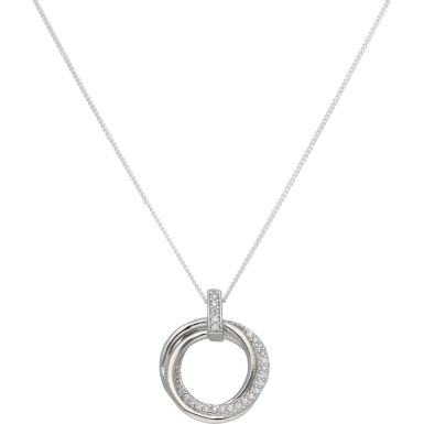 New Sterling Silver Cubic Zirconia Entwined Loop & 18" Necklace