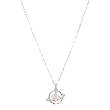 New Sterling Silver Synthetic Moonstone Planet 18 - 20" Necklace