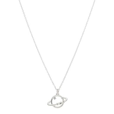 New Sterling Silver Cubic Zirconia Planet 16-18" Necklace