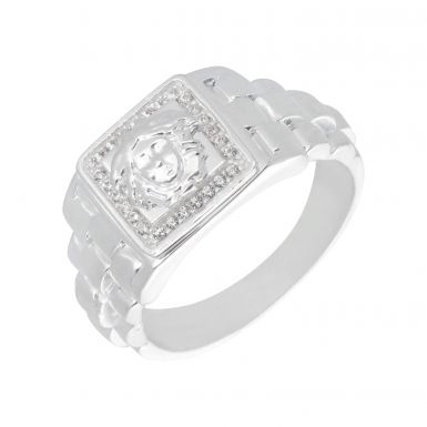 New Sterling Silver Cubic Zirconia Versace/Rolex Inspired Ring