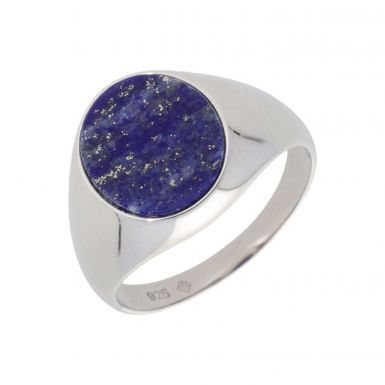 New Sterling Silver Oval Blue lapis Lazuli Oval Signet Ring