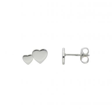 New Sterling Silver Double Heart Stud Earrings
