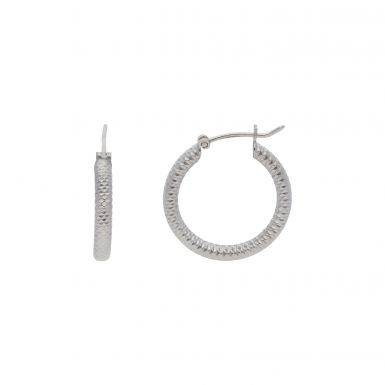 New Sterling Silver Hammered Finish Hoop Earrings